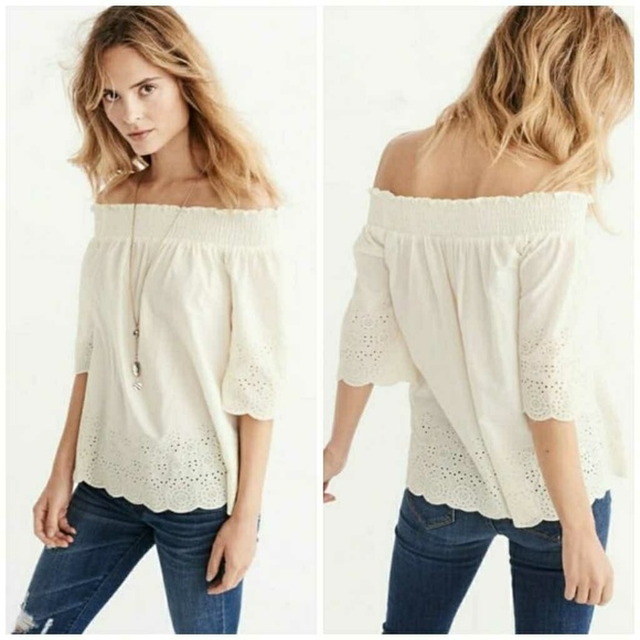 🆕 Abercrombie & Fitch Bohemian Cream Blouse with Embroidery  100% Cotton NWT - Picture 3 of 8